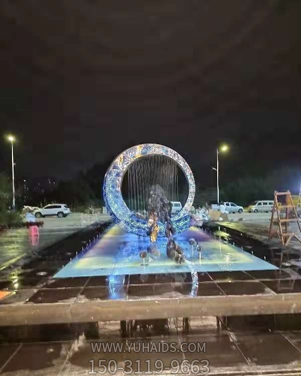 广场不锈钢创意水帘圆环喷泉博鱼网页版