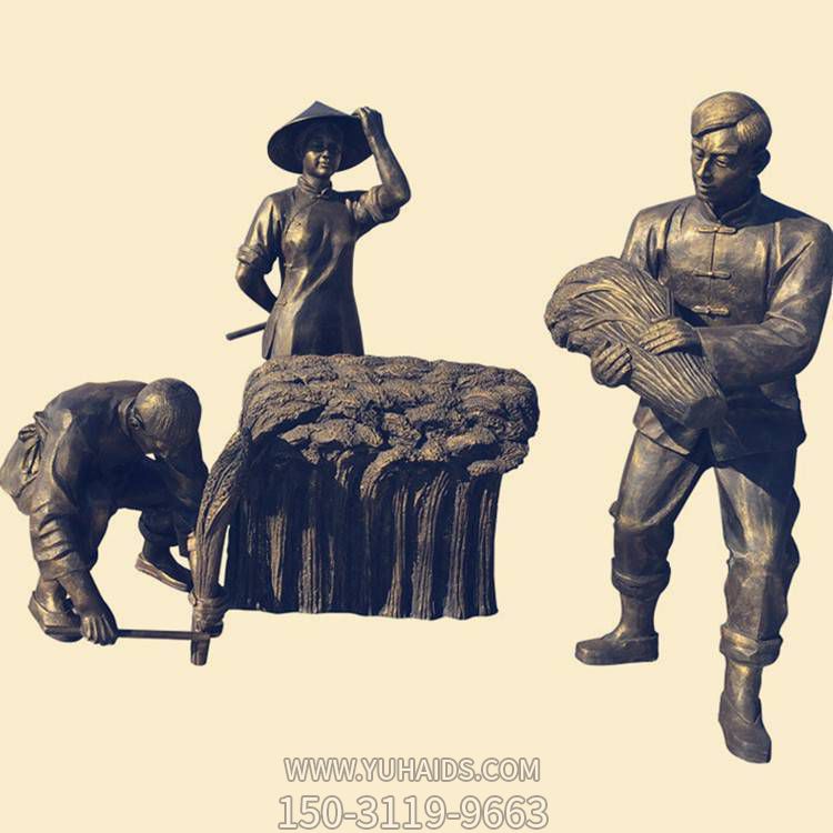 园林玻璃钢仿铜农耕文化收麦民俗小品博鱼网页版