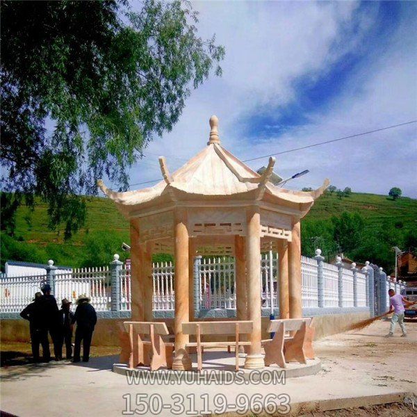 公园户外晚霞红石雕凉亭摆件博鱼网页版