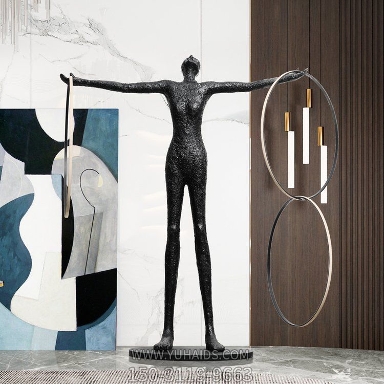商场室内玻璃钢仿铜抽象人物摆件博鱼网页版