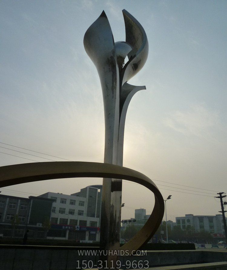 广场大型不锈钢抽象创意花朵博鱼网页版