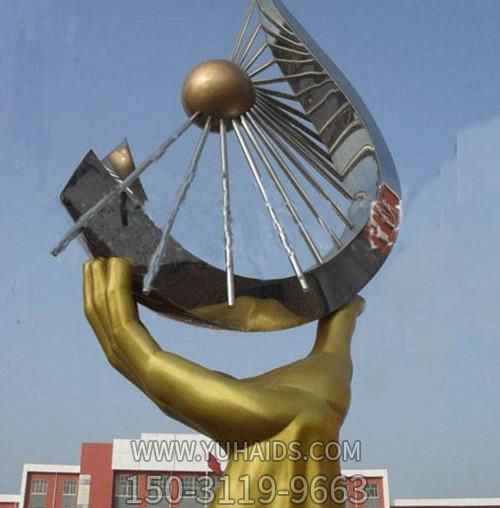 酒店园林景观手举太阳抛光不锈钢手型博鱼网页版