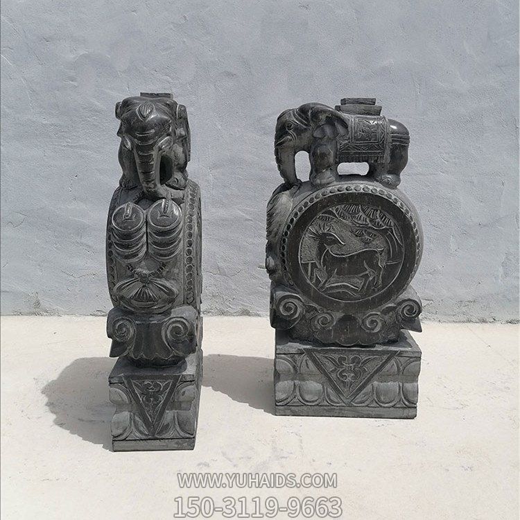 庭院别墅门口一对仿古做旧浮雕大象抱鼓石博鱼网页版