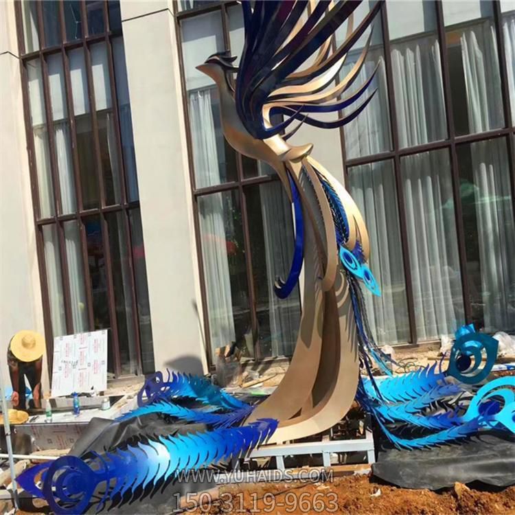 酒店会所门口大型不锈钢抽象凤凰博鱼网页版