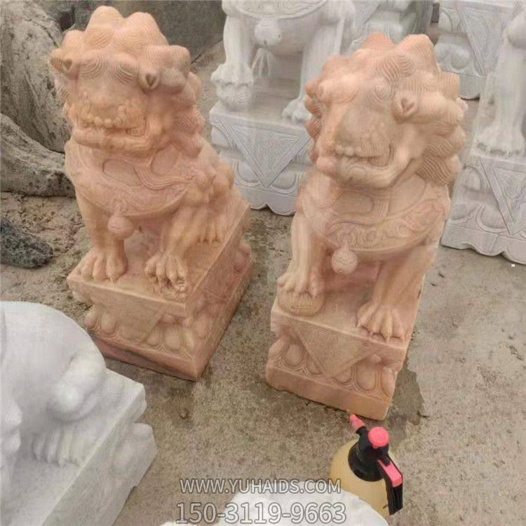 晚霞红大理石石雕庭院户外狮子博鱼网页版