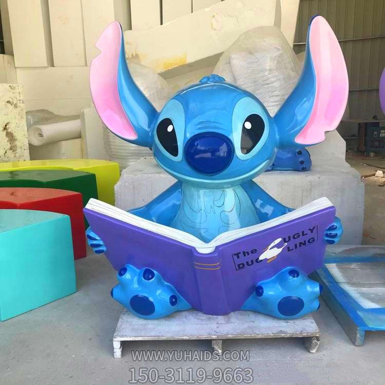 玻璃钢彩绘卡通星际宝贝史迪奇游乐园商场美陈摆件博鱼网页版