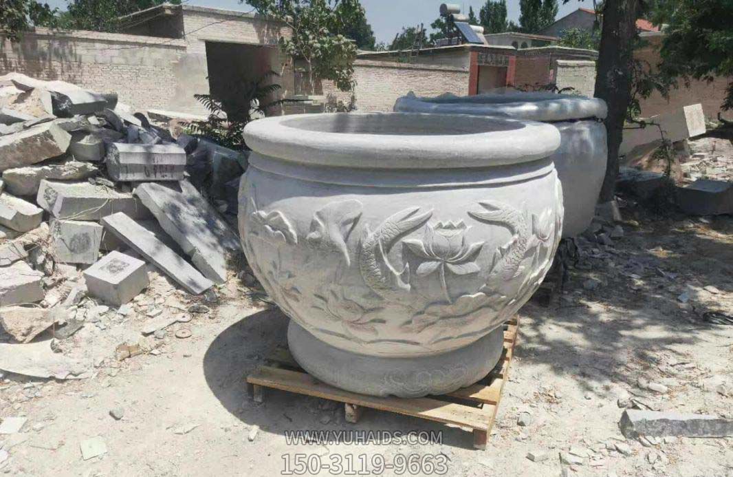 庭院汉白玉石雕荷花水缸博鱼网页版