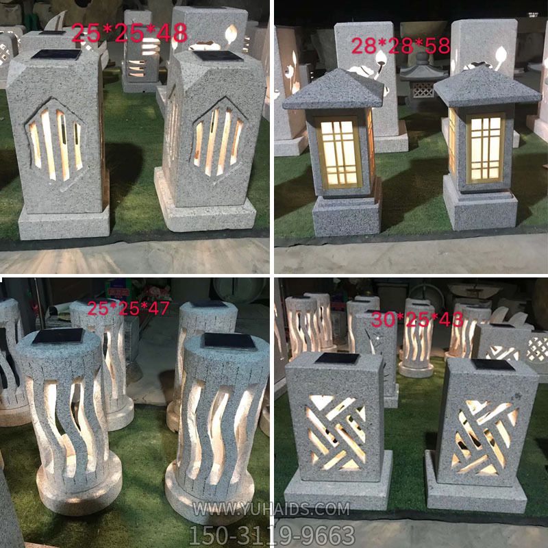 酒店公园摆放太阳能石灯笼现代风大理石摆件草坪灯博鱼网页版