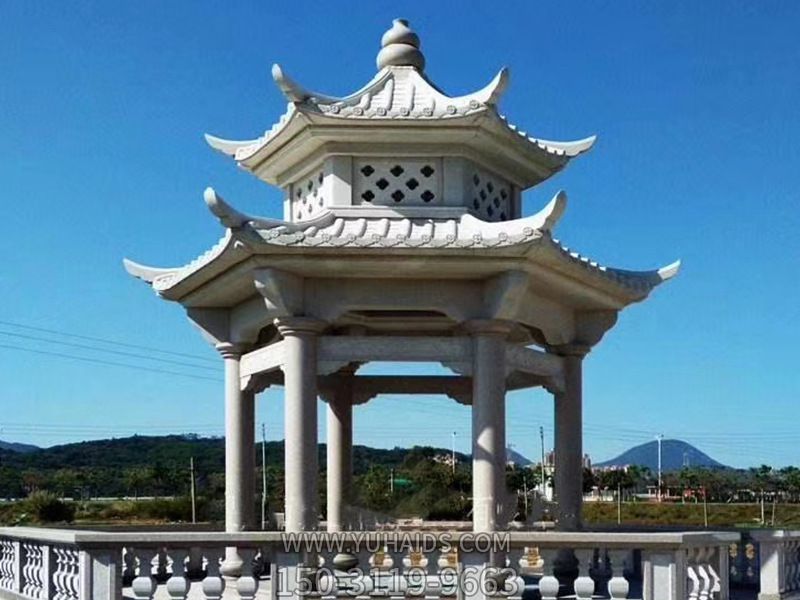 青石花岗岩景区户外双层仿古凉亭博鱼网页版