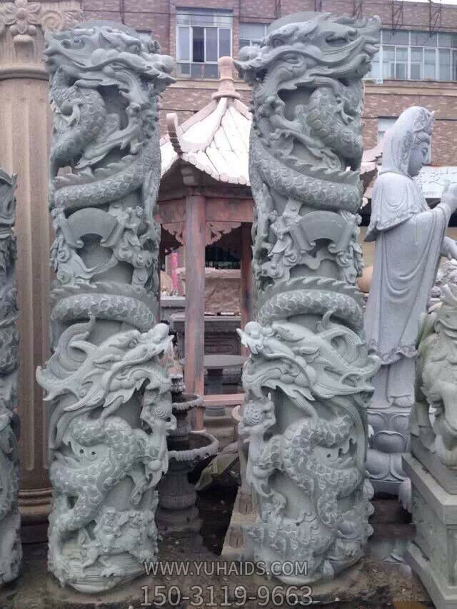 寺院景观摆放石雕深浮雕龙柱博鱼网页版