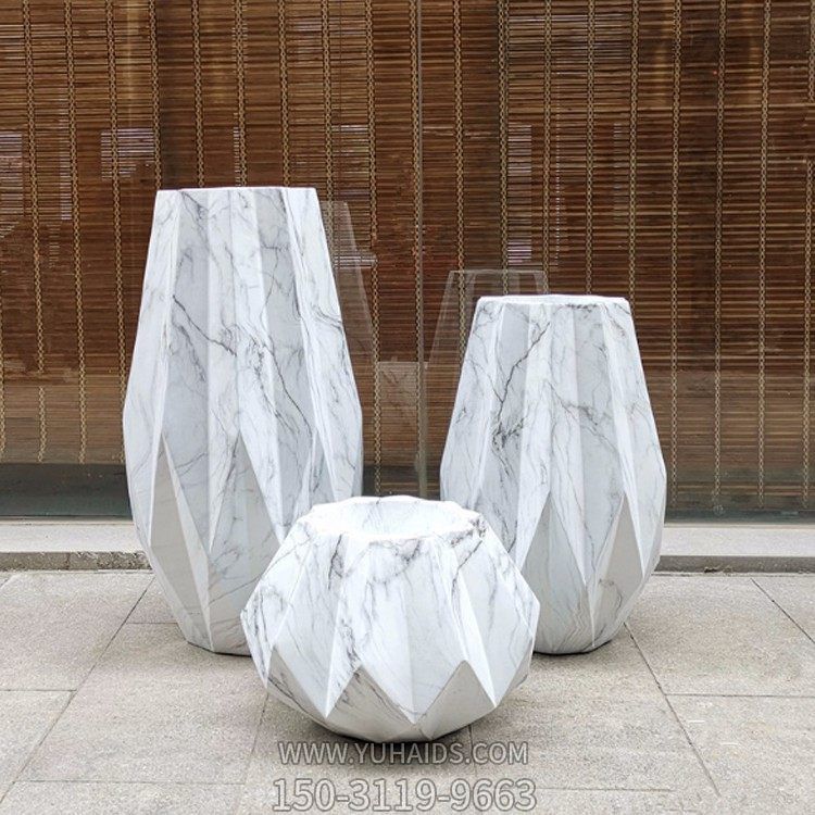 酒店大堂装饰花岗岩雕刻异形花盆摆件博鱼网页版