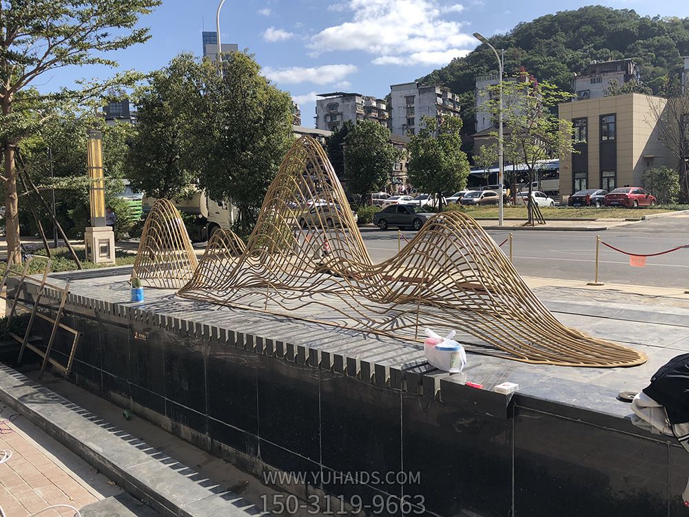 售楼部金属摆件水池水景镂空假山不锈钢博鱼网页版