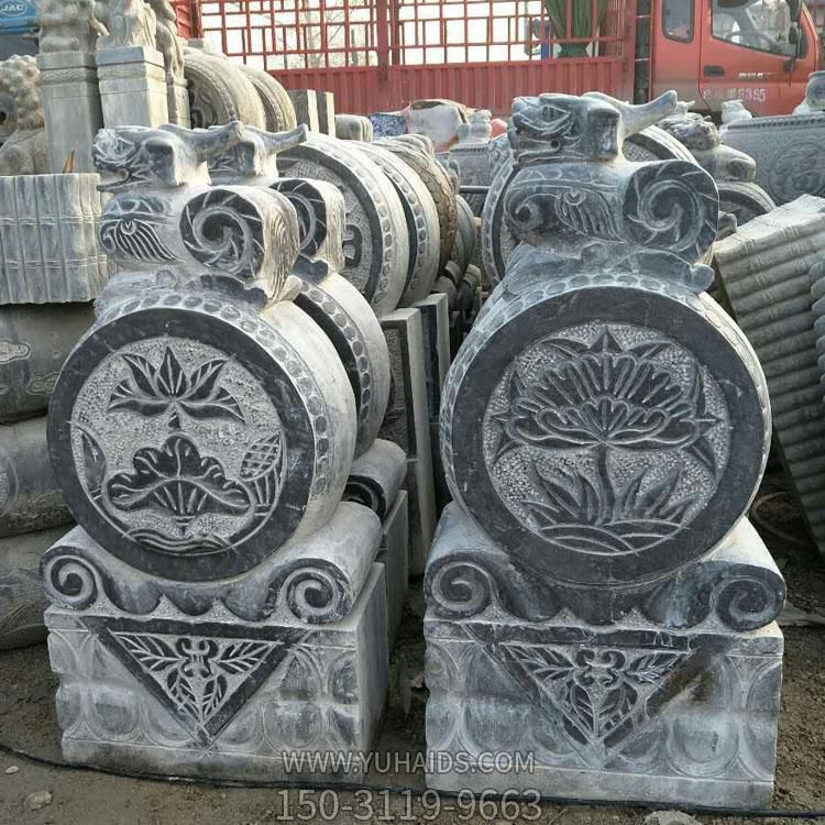 庭园青石仿古门口石抱鼓摆件 博鱼网页版