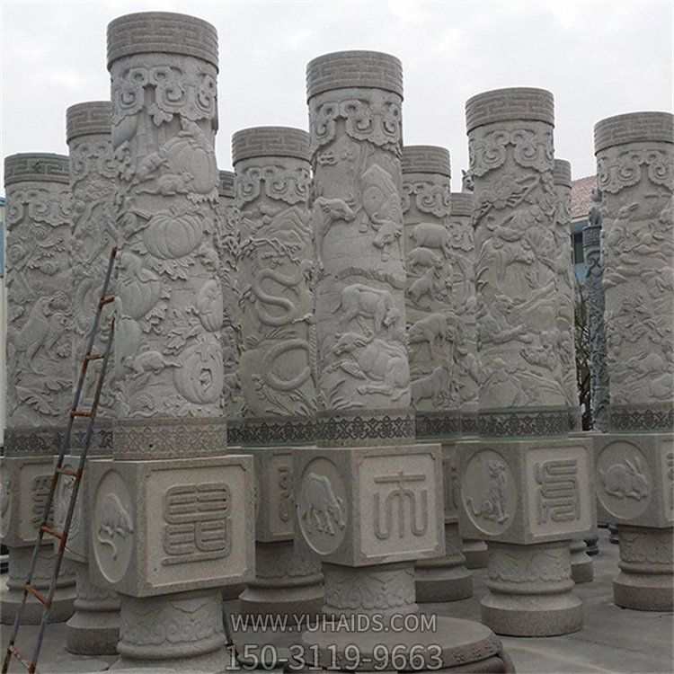 石雕文化柱青石雕刻十二生肖石柱广场摆件博鱼网页版