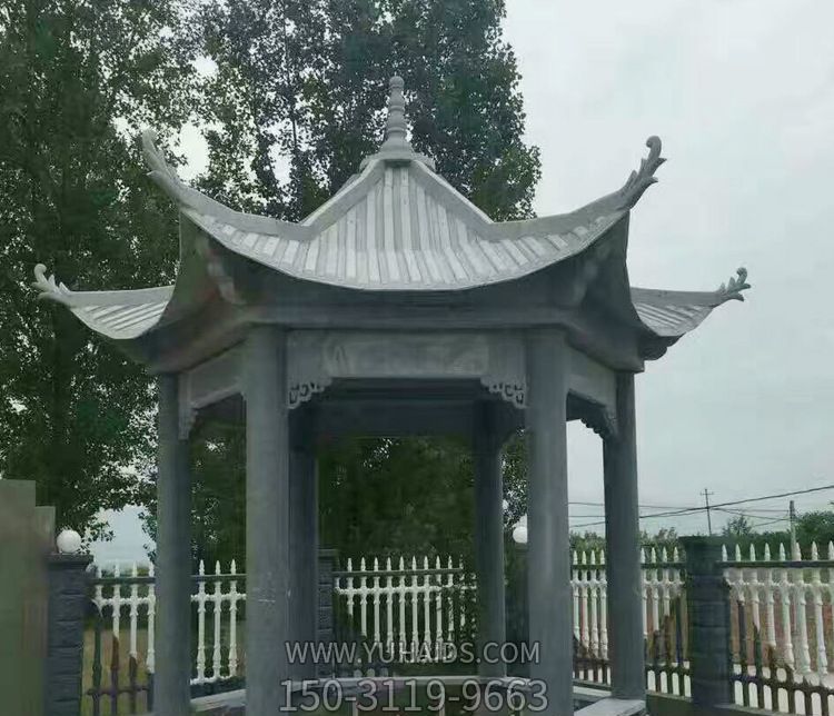 学院六角青石雕刻休闲凉亭石雕博鱼网页版