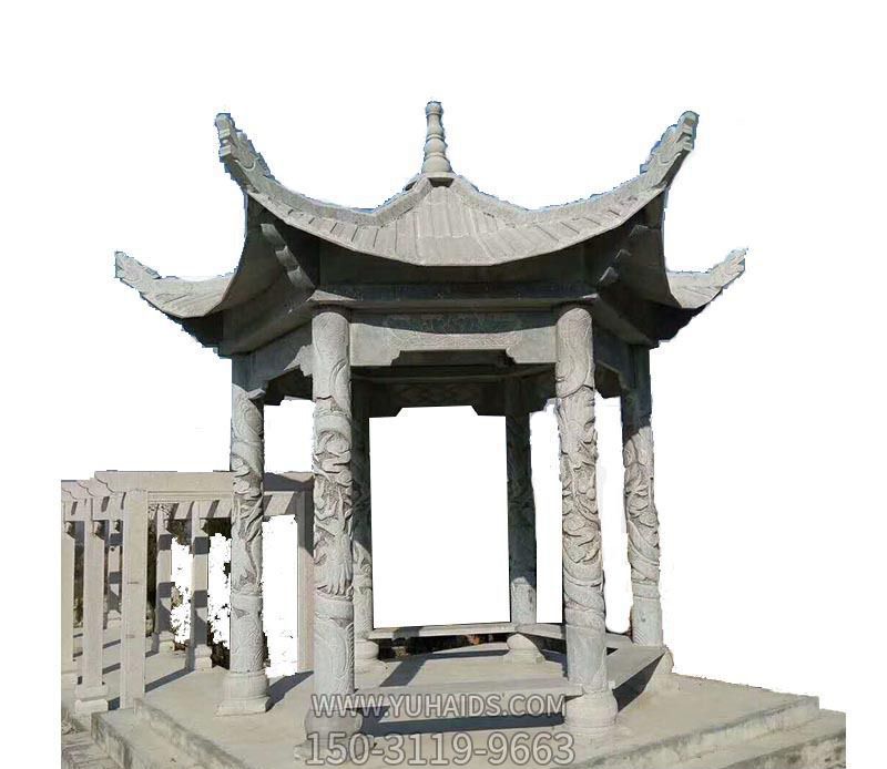 城市花园广场摆放砂岩六角凉亭博鱼网页版