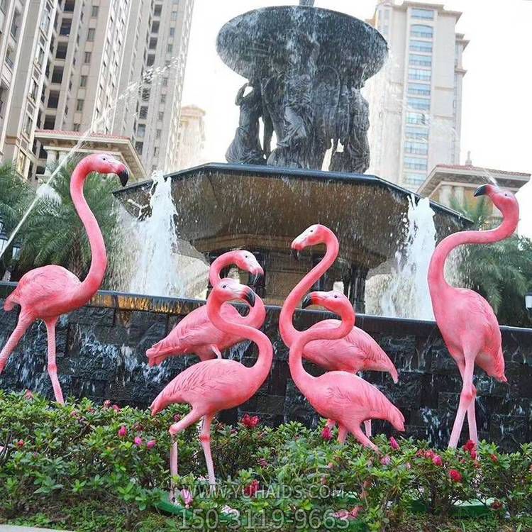 玻璃钢仿铜户外园林大型仿真动物火烈鸟博鱼网页版