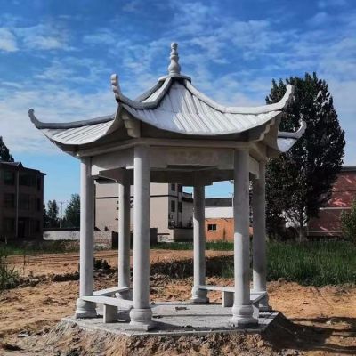 公园景区大理石石雕园林六角凉亭博鱼网页版