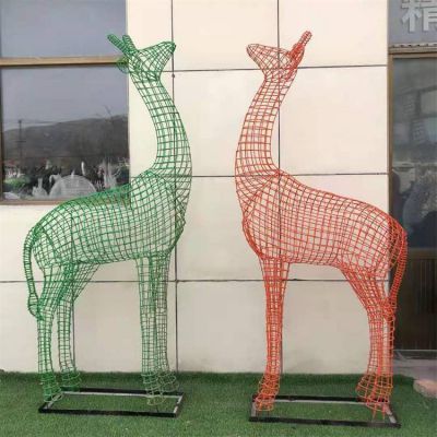 不锈钢公园金属镂空抽象小鹿