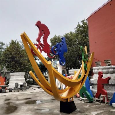 园林户外不锈钢创意骑自行车的人物博鱼网页版