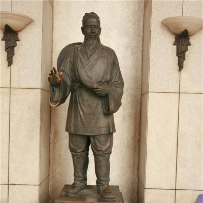 学校广场摆放玻璃钢仿铜古代人物小品博鱼网页版