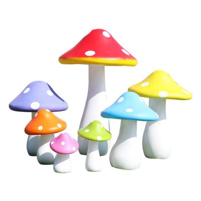 玻璃钢彩绘幼儿园卡通造型蘑菇摆件