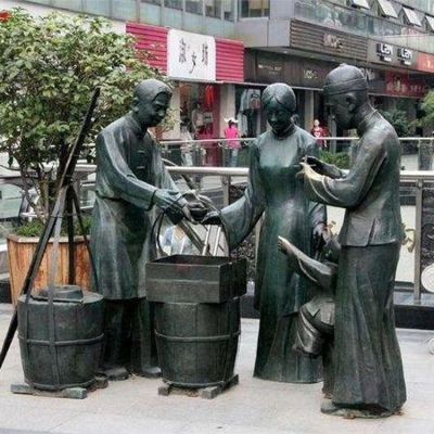 商业街玻璃钢仿铜民俗小商贩人物小品博鱼网页版