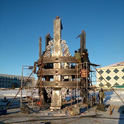 抽象不锈钢仿古做旧鼎博鱼网页版 户外广场大型摆件