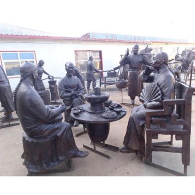 街道户外玻璃钢仿铜吃火锅的人物景观博鱼网页版