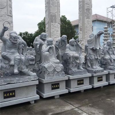 大理石石雕户外园林大型寺庙宗教十八罗汉博鱼网页版