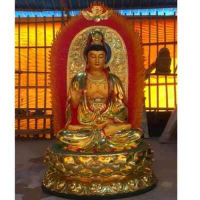 寺庙新中式玻璃钢彩绘观音佛像