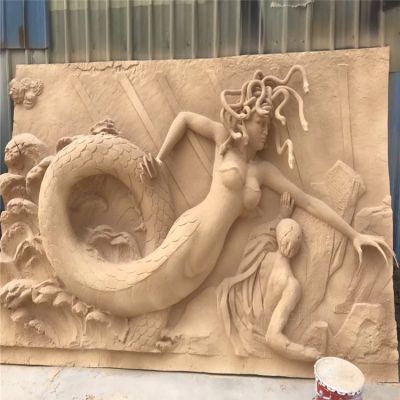 园林广场摆放玻璃钢浮雕人物主题背景墙壁画博鱼网页版