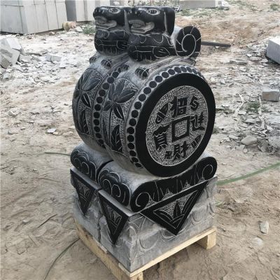 仿古青石石雕庭院门口门墩抱鼓石