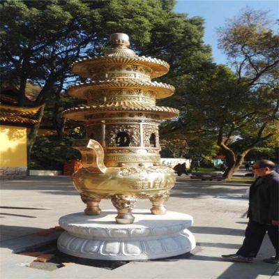 不锈钢鎏金寺庙祭祀上香香炉博鱼网页版