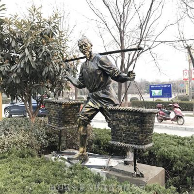城市街道草坪摆放玻璃钢仿铜农耕民俗收粮食人物景观博鱼网页版摆件 