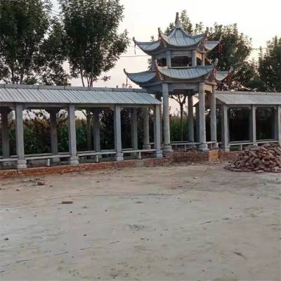 大理石雕刻仿古建筑长廊凉亭公园摆件
