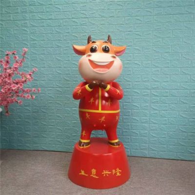 商场美陈装饰品玻璃钢十二生肖卡通牛博鱼网页版