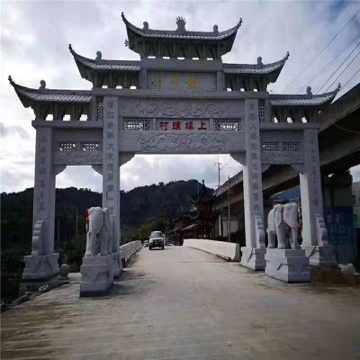 大理石石牌坊 公园街道村口摆件