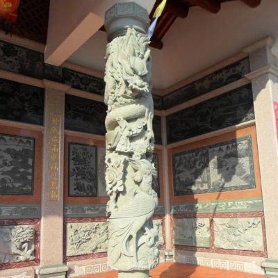 石雕缠龙柱景观文化石柱花岗岩盘龙柱雕刻寺庙龙柱博鱼网页版