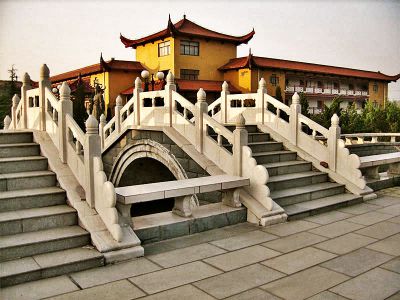寺院景观水景小石拱桥汉白玉栏杆博鱼网页版