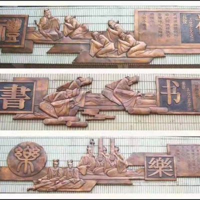 校园墙面装饰玻璃钢仿铜壁影壁画人物博鱼网页版