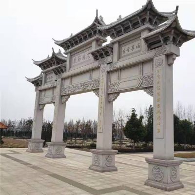 户外大型大理石石雕园林景观石雕牌坊博鱼网页版