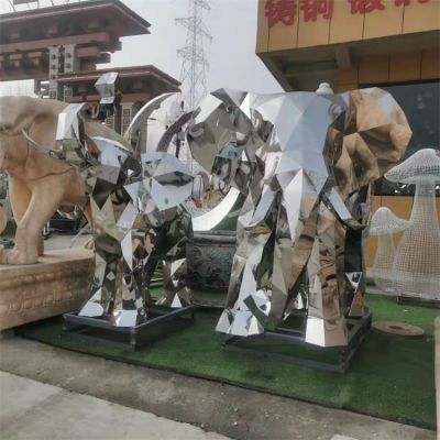 不锈钢镜面几何抽象户外园林大象博鱼网页版