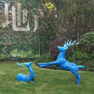 蓝色喷漆梅花鹿玻璃钢博鱼网页版