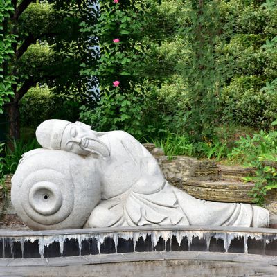 公园唐代诗人李白醉酒砂岩石雕景观