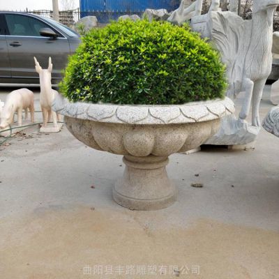  大理石雕刻花盆花钵庭院园林摆件