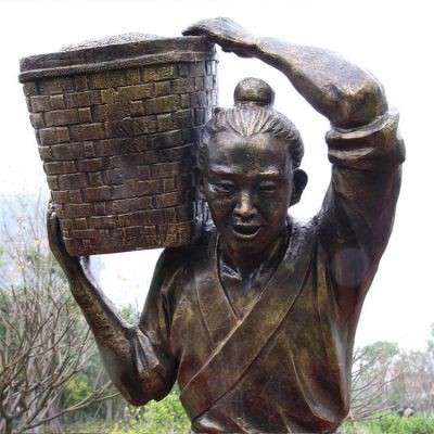 园林玻璃钢仿铜农民晒稻谷情景人物博鱼网页版小品