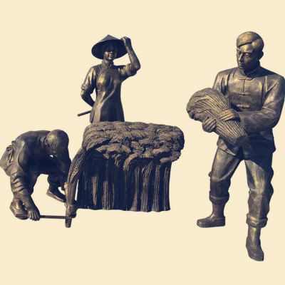 园林玻璃钢仿铜农耕文化收麦民俗小品博鱼网页版