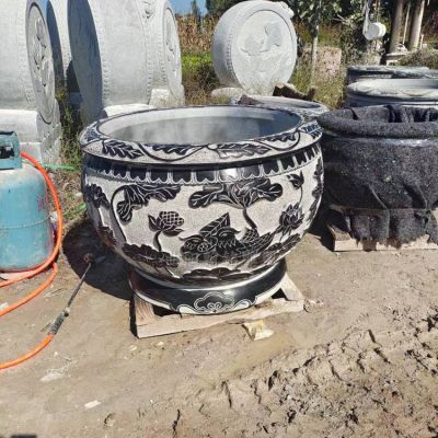 浮雕园林景观大型鱼缸摆件