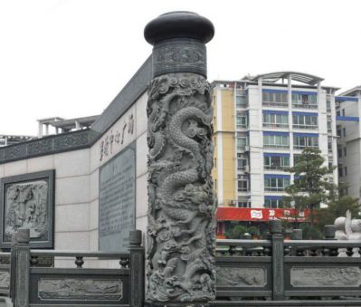 公园景观仿古石雕龙柱